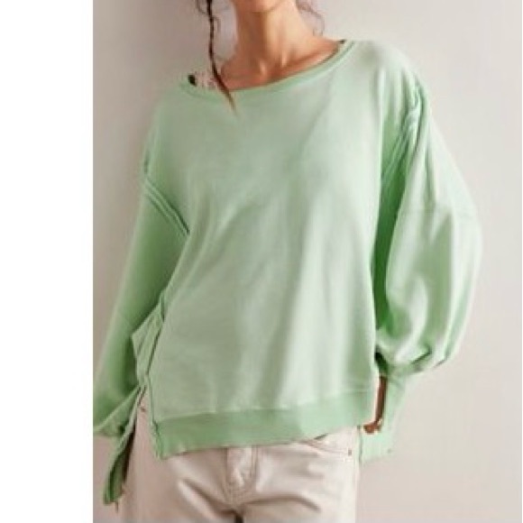 Free People Tops - Free People Camden Green Oversized Sweatshirt GUC
